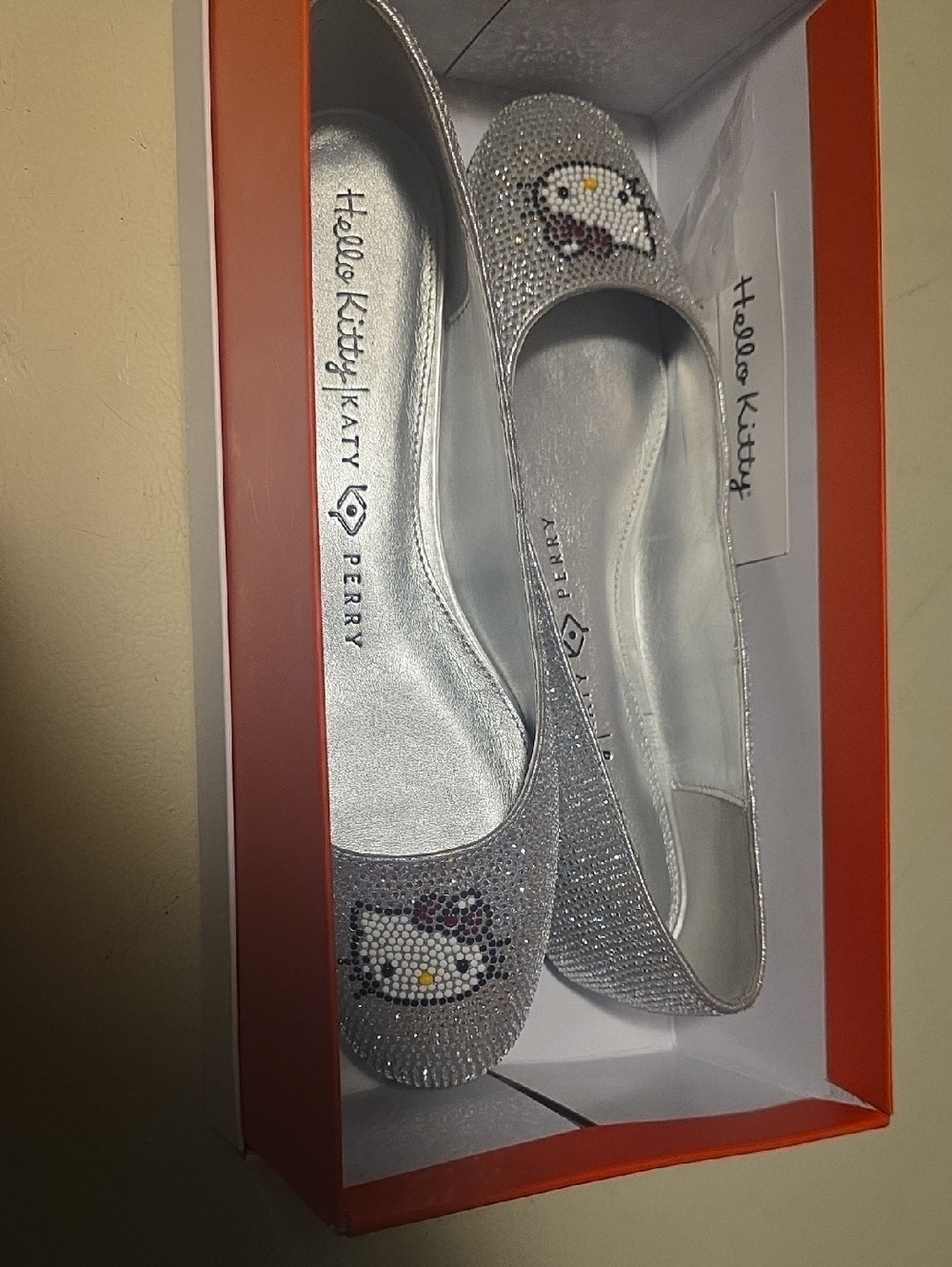 Katy Perry Collections Silver Crystal Hello Kitty Flat Shoes